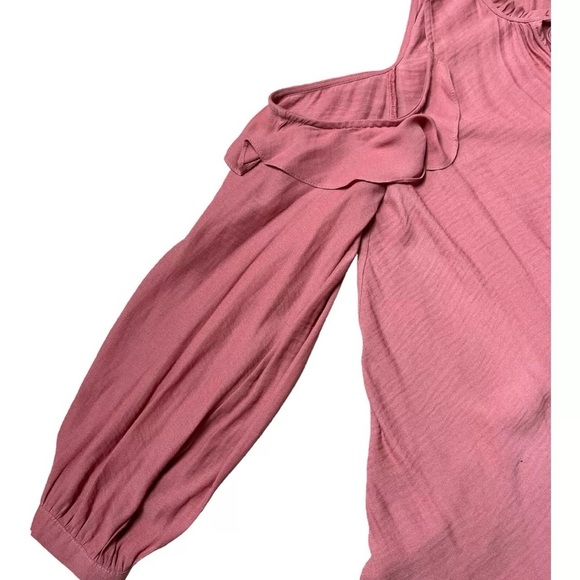 MAEVE Blouse Women XS Coral Cold Shoulder Wrap Front Liesel ANTHROPOLOGIE Top - Picture 6 of 12